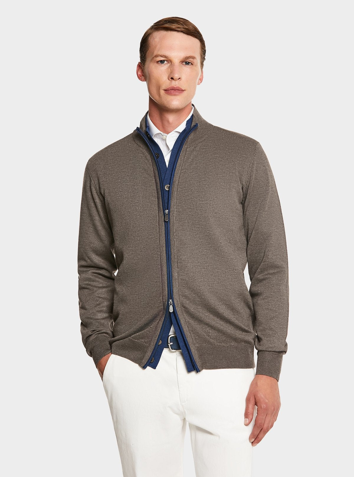 Cardigan with zip and buttons