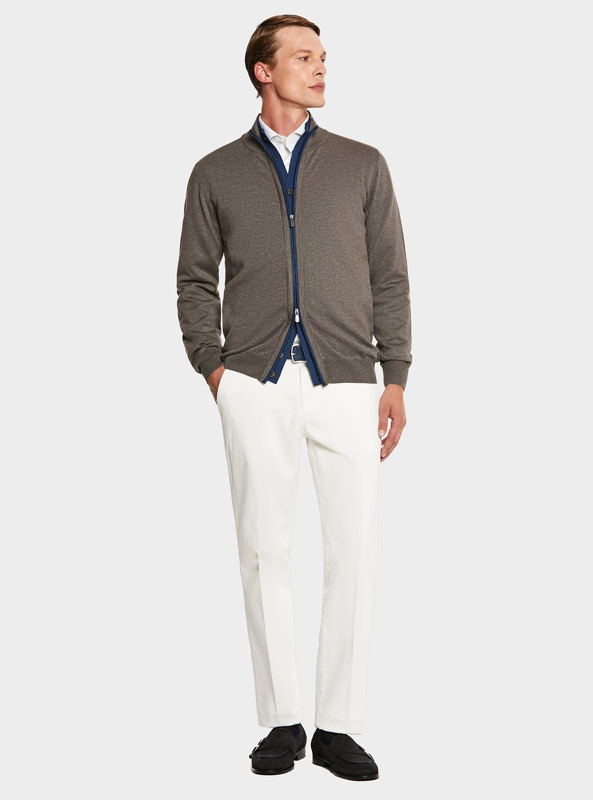 Cardigan with zip and buttons