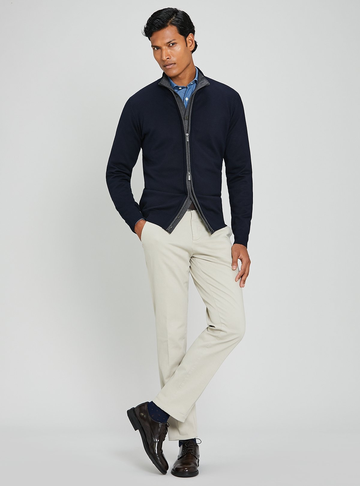 Cardigan with zip and buttons