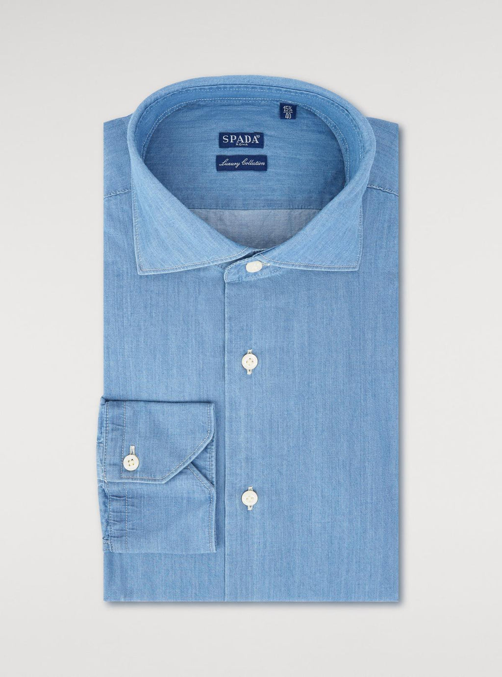 Denim shirt with French collar