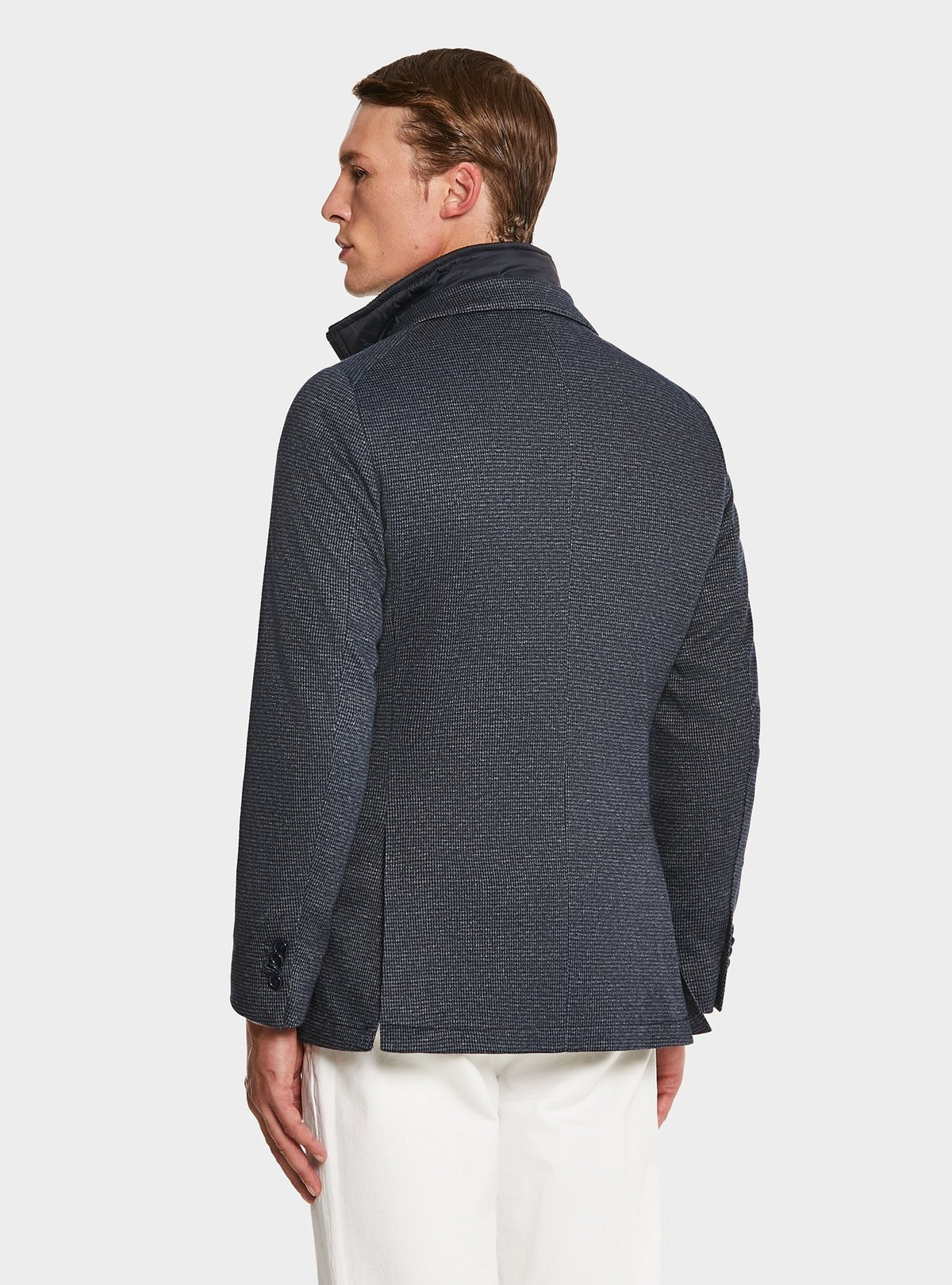 Houndstooth jacket with detachable bib