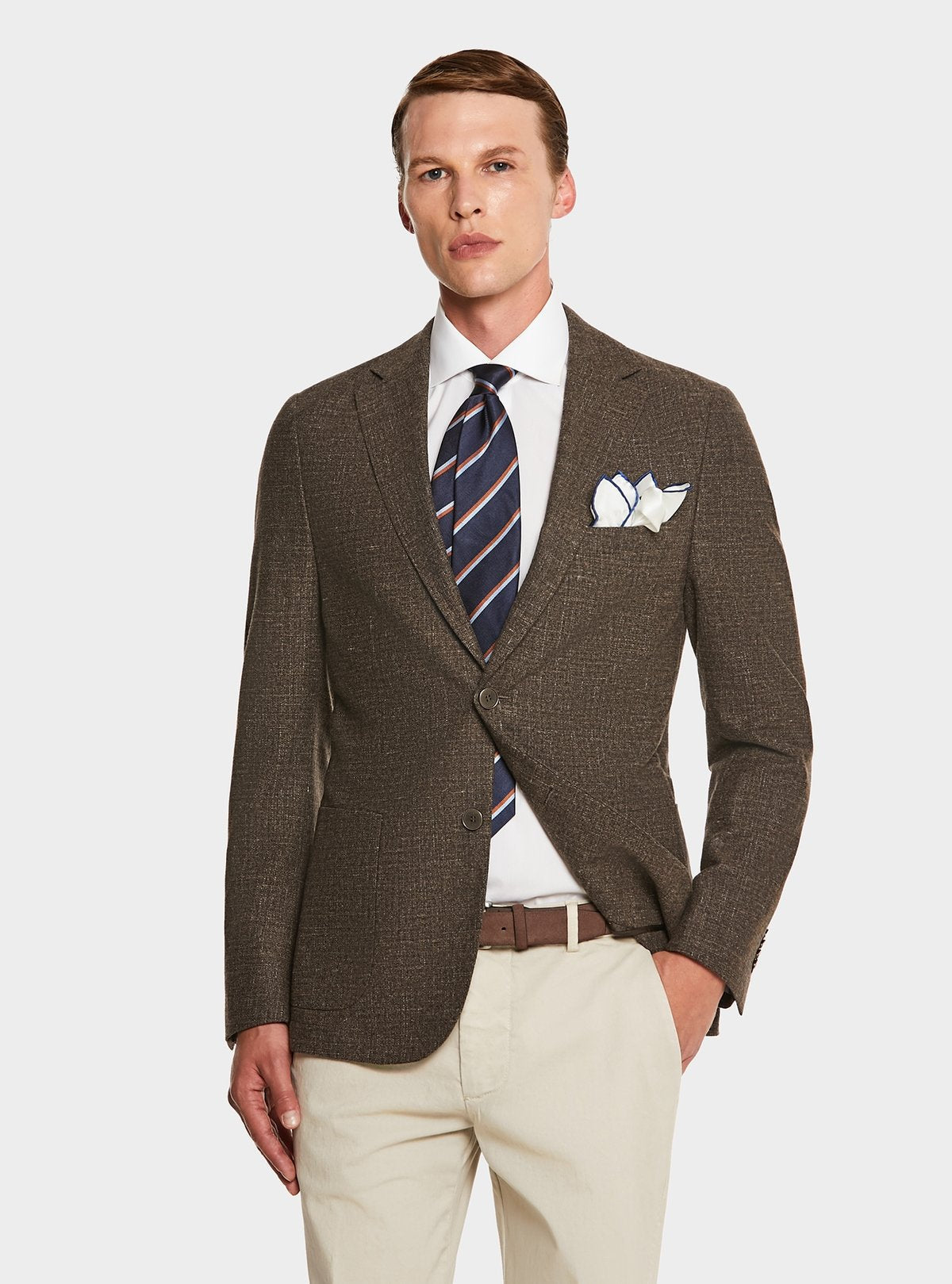 Giacca operata in misto lana lino e seta-0