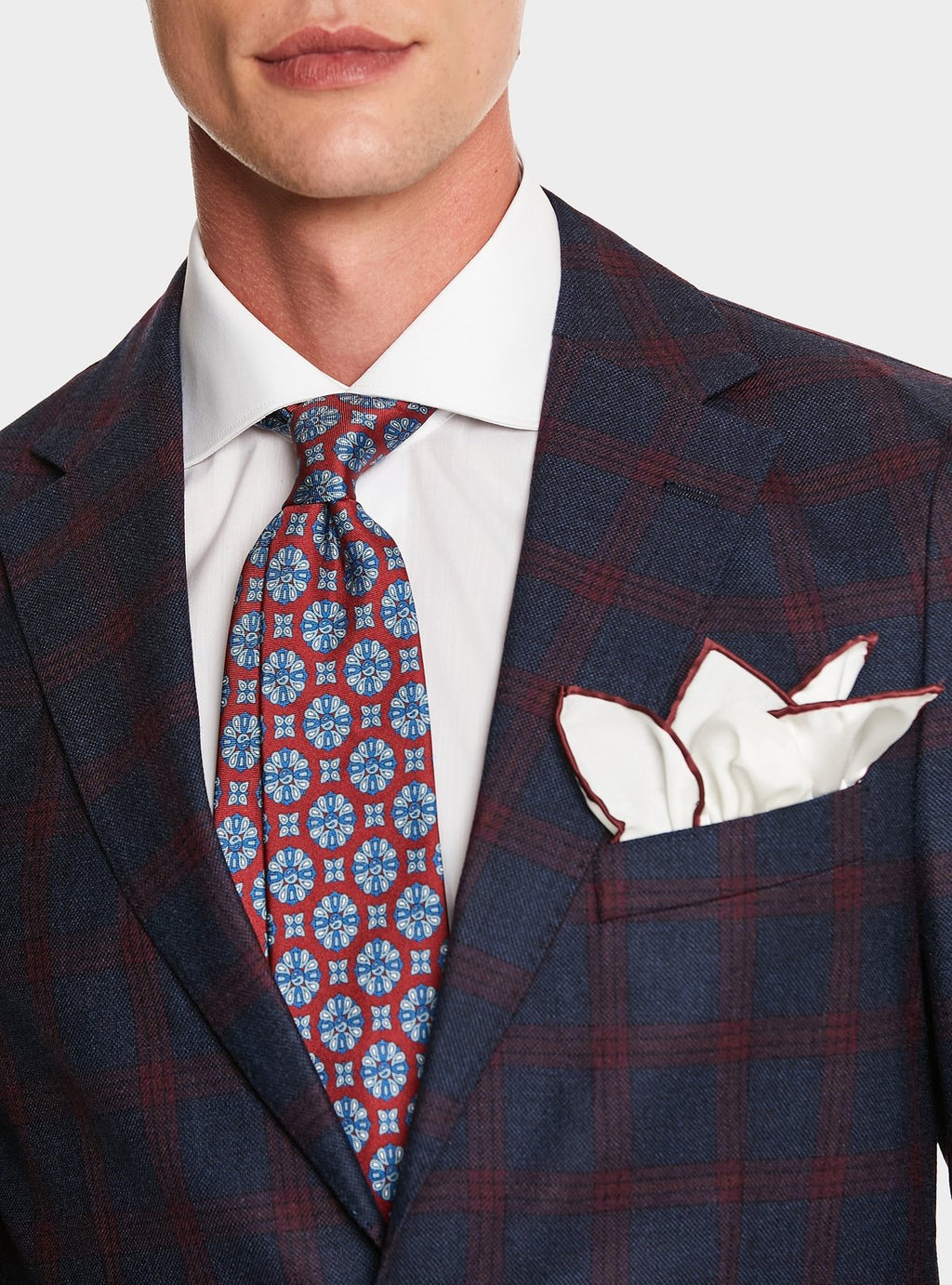 Blue checked jacket in pure wool