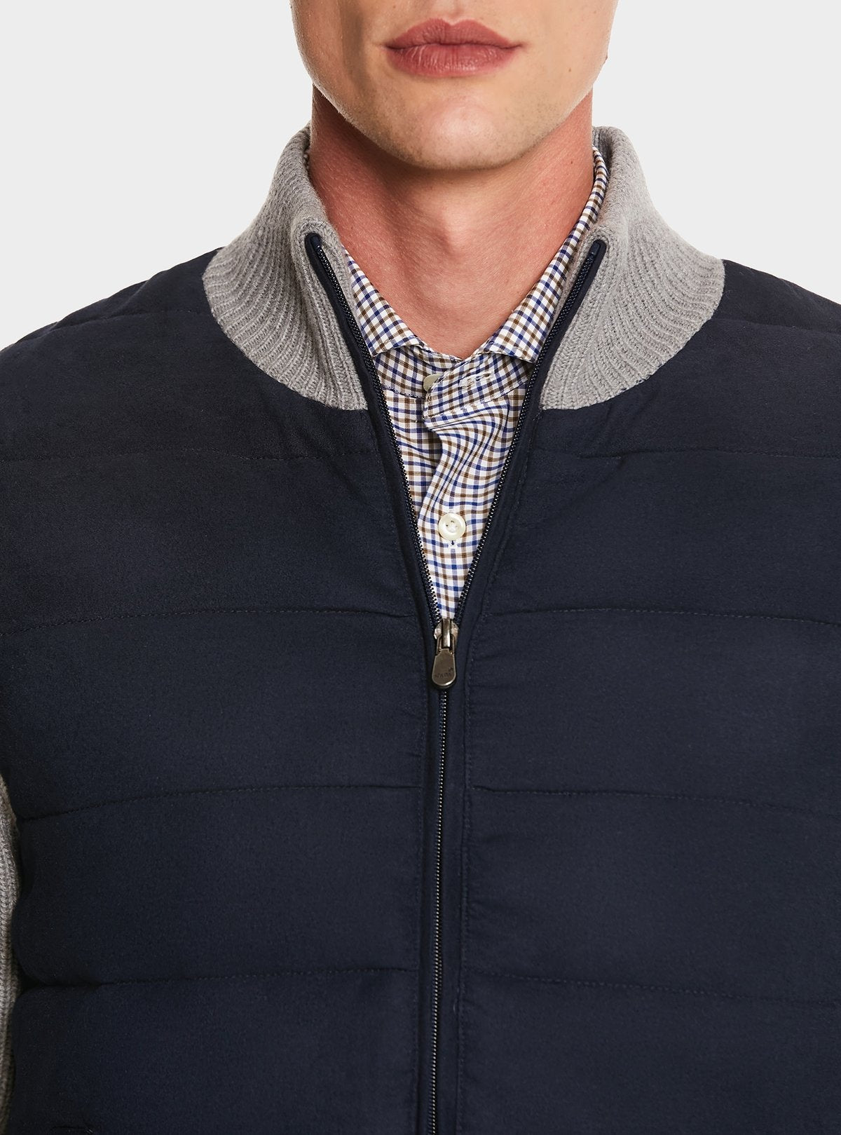 Ribbed padded sweater in wool and cashmere