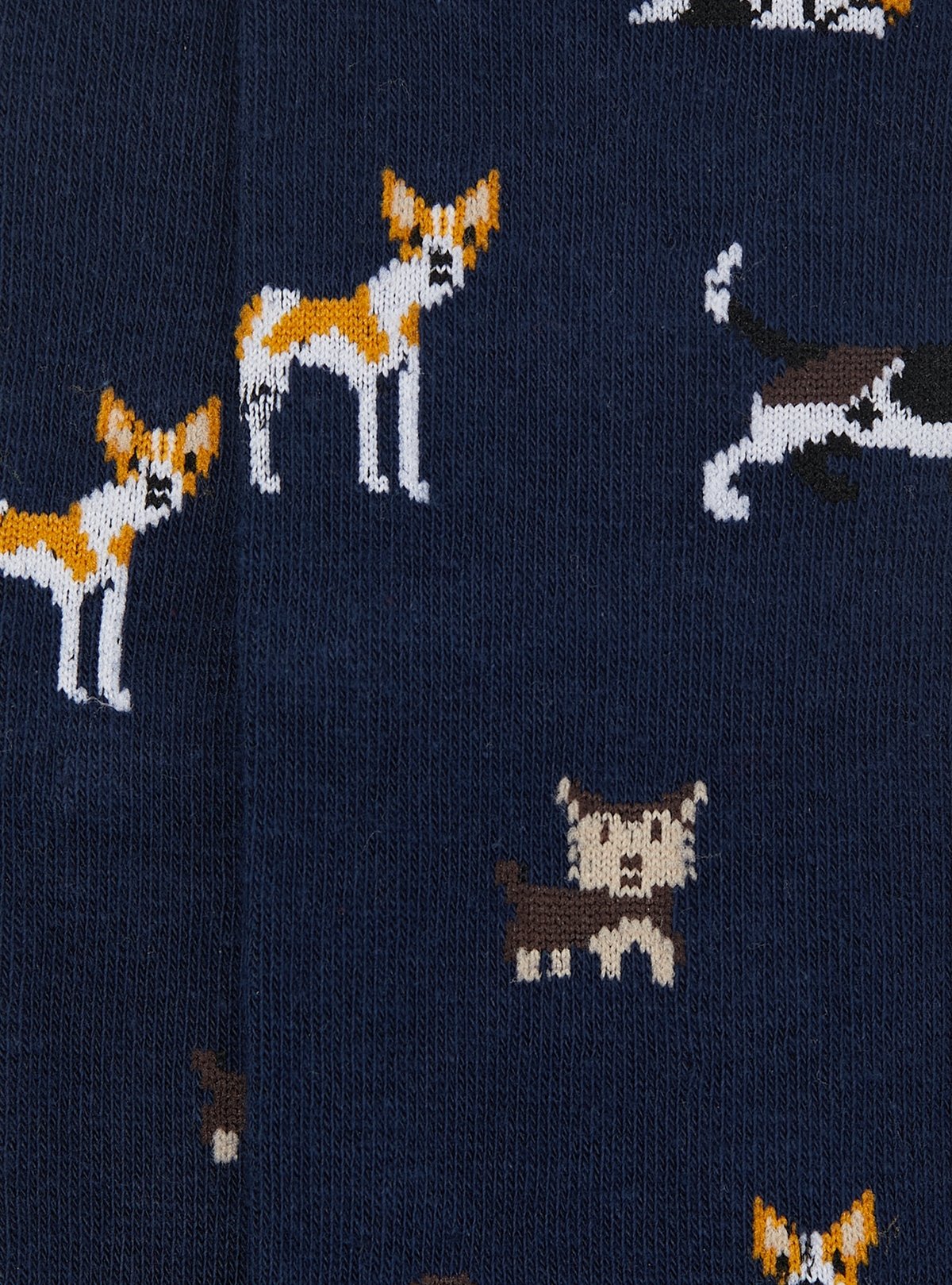 Long patterned socks with dogs