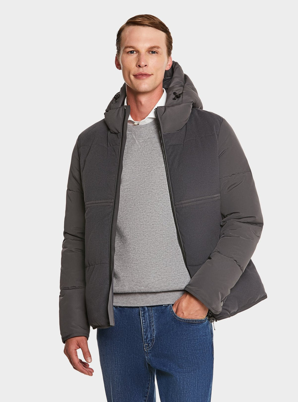 Hooded jacket in wool blend