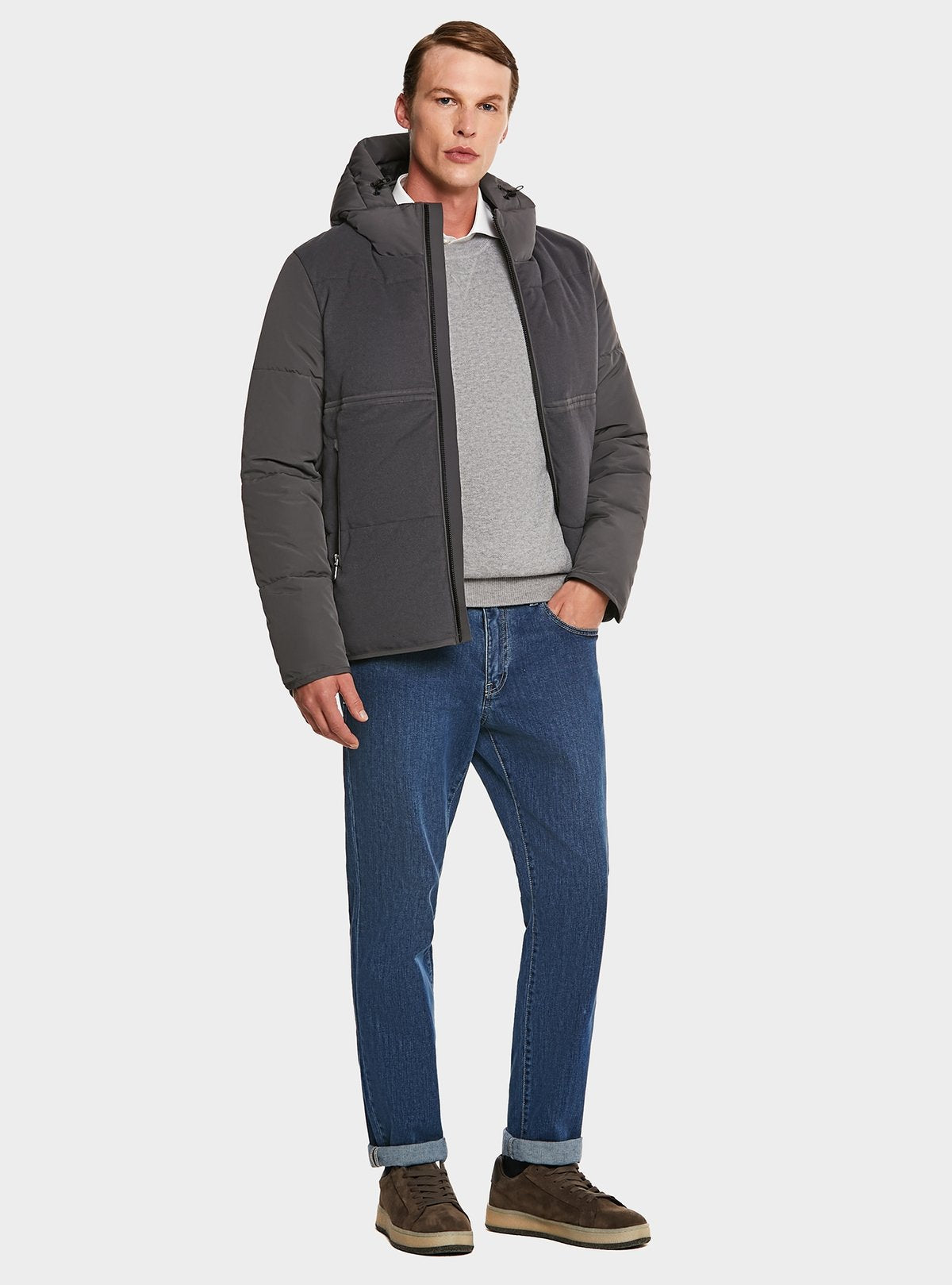 Hooded jacket in wool blend