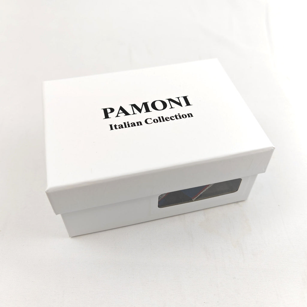 Blue and Red Silver Bold Stripe Tie & Cufflinks Set