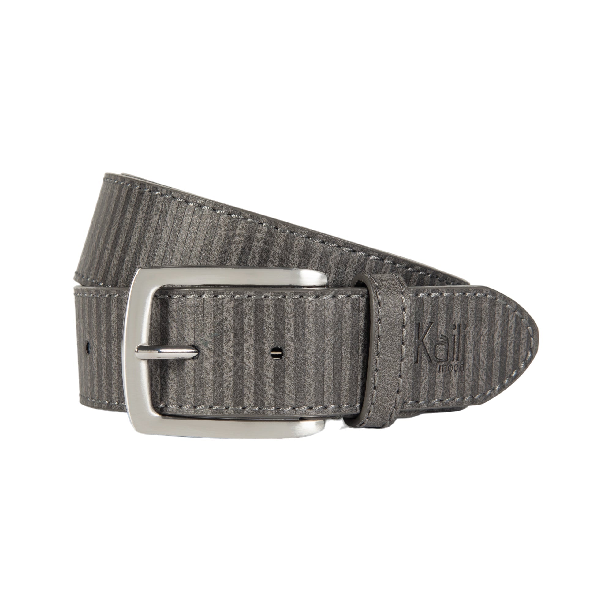 K4009KB | Allover Men's Belt in Leather Lining with Pu Finish. Anthracite colour. Dimensions: 125 x 3.8 x 0.5 cm (waistline 110 cm). Packaging: Rigid bottom/lid gift box-0