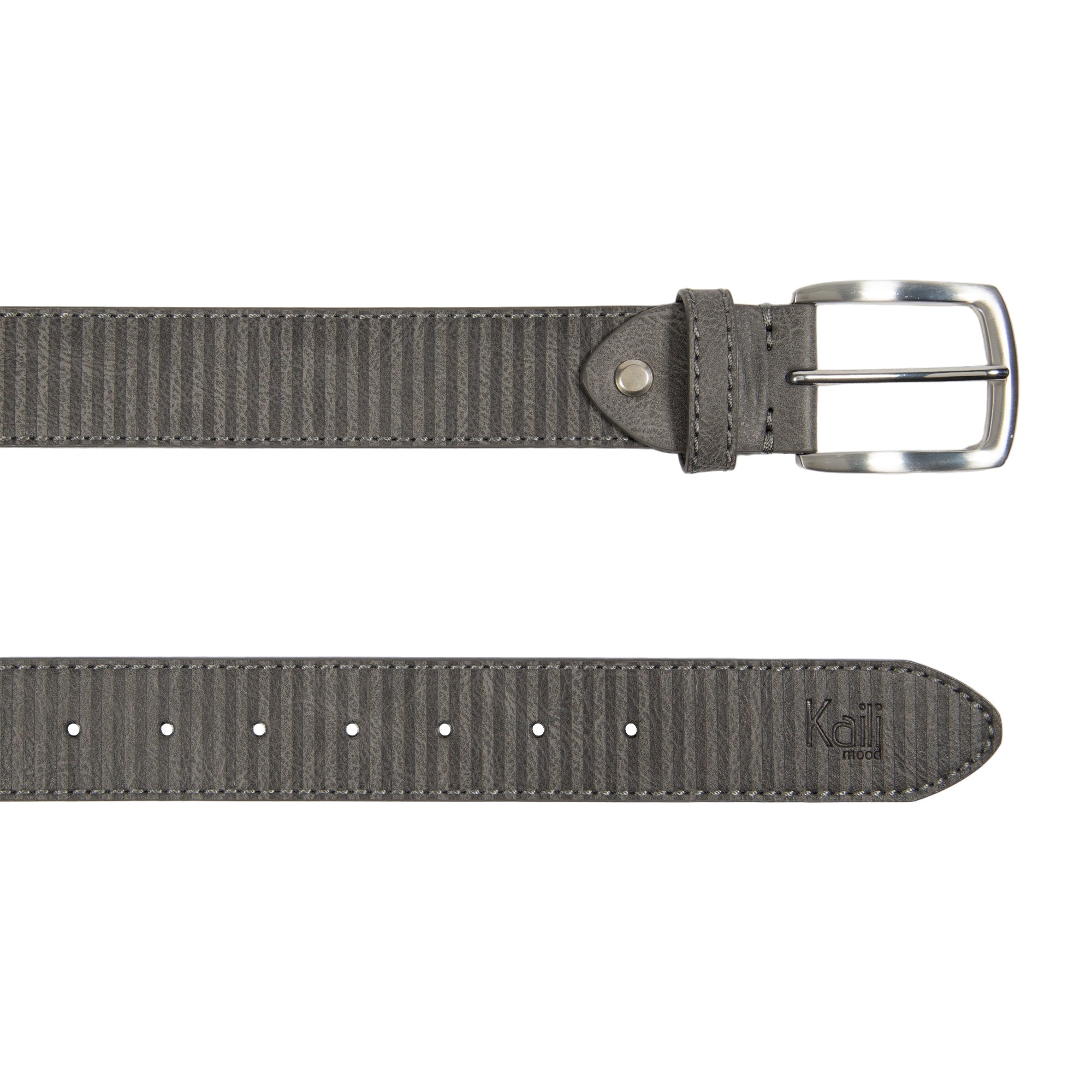 K4009KB | Allover Men's Belt in Leather Lining with Pu Finish. Anthracite colour. Dimensions: 125 x 3.8 x 0.5 cm (waistline 110 cm). Packaging: Rigid bottom/lid gift box-1