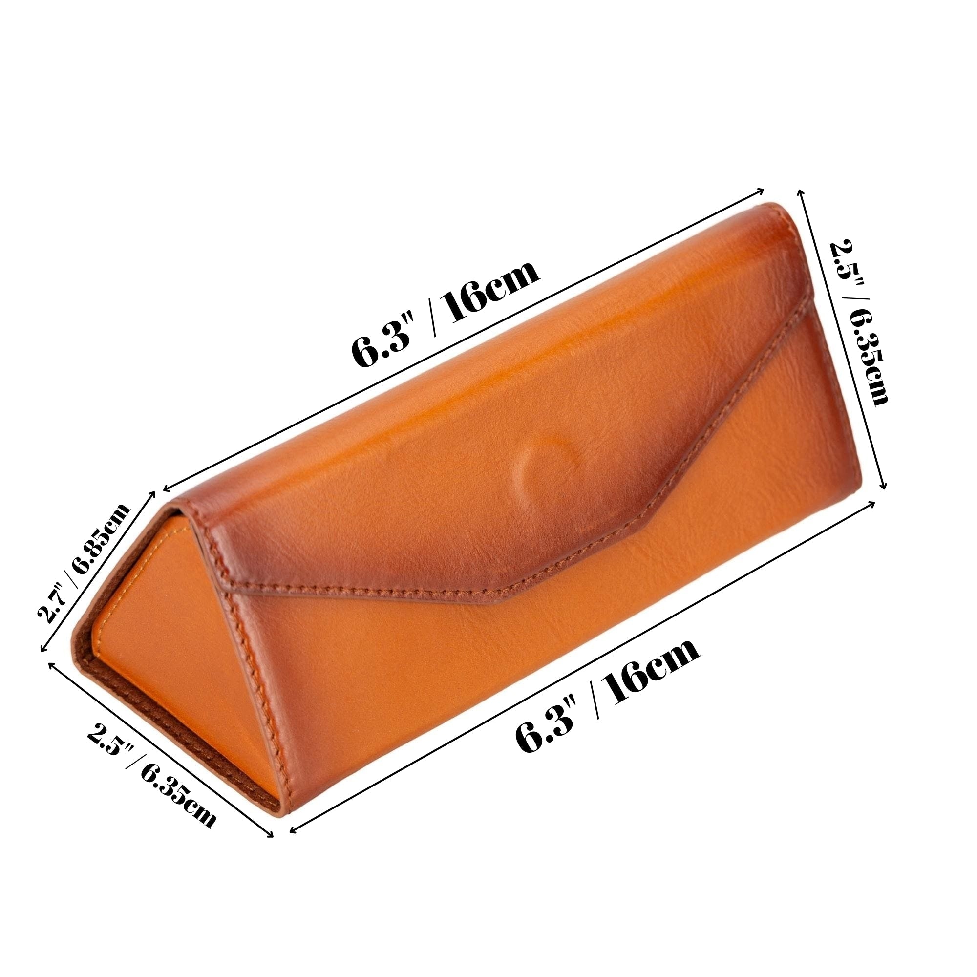 Triangle Leather Glasses Case - Vintage Eyewear Holder